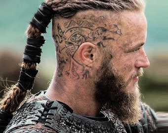 Tatuajes temporales inspirados en Ragnar - Tatuajes de Ragnar Lothbrok / Disfraz de Halloween de Ragnar / Tatuajes de cabeza de Ragnar / Tatuajes de Ragnar Lodbrok