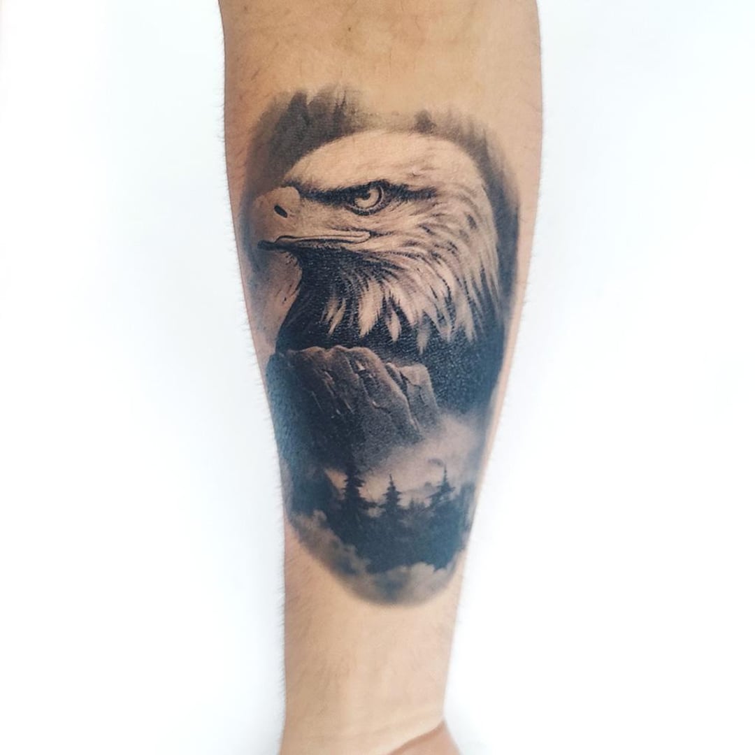 Tatuaje de águila americana - Tatuaje temporal / Tatuaje temporal de águila  / Tatuaje temporal de águila americana / Tatuaje de retrato de águila / ..., image size:1080x1080