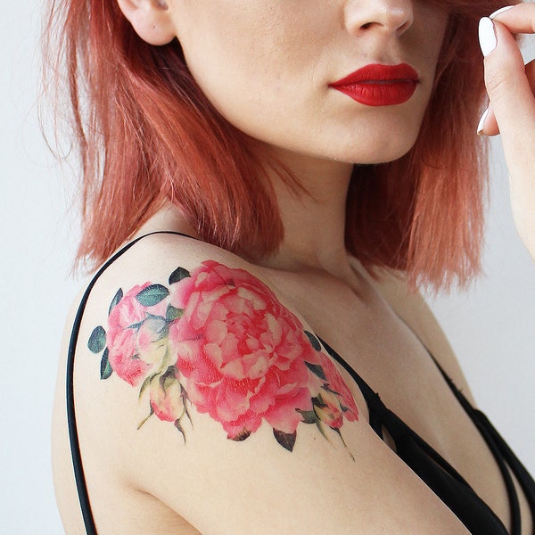 Floral vintage Rose Aquarelle Tatouage - Rose Aquarelle Tatouage / Floral Tatouage Temporaire / Fleur Tatouage Temporaire / Aquarelle Tatouage