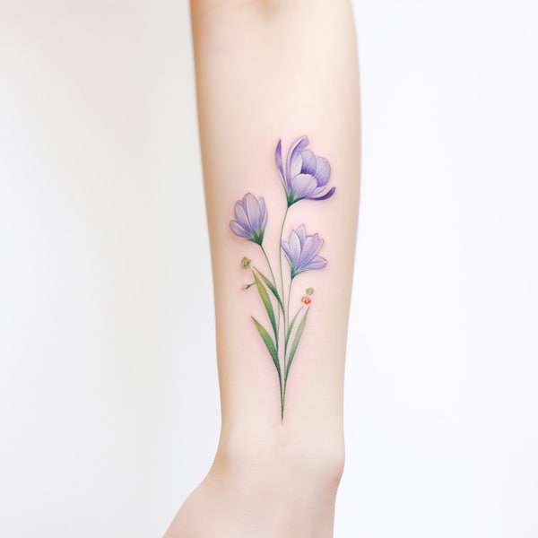 Crocus Tattoo (Set of 2) - Crocus Flower Tattoo / Crocus Temporary Tattoo / Tattoos for Women / Floral Tattoos / Saffron Tattoo / Purple