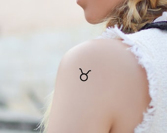 Taurus Temporary Tattoo (Set of 4) - Taurus Zodiac Sign Tattoo / Taurus Tattoo / Taurus Astro Sign Tattoo / Taurus Temporary Tattoo / Taurus
