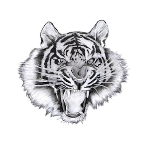 Roaring Tiger - Temporary Tattoo / Tiger Temporary Tattoo / Realistic Temporary Tattoo / Animal Temporary Tattoo / Tiger Roar / Tiger Tattoo
