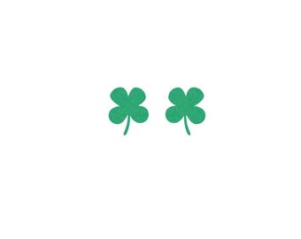 Green Clover (Set of 2) - Irish Green Lucky Four Leaf Clover Temporary Tattoo / Ireland St Patrick Temp Tattoos