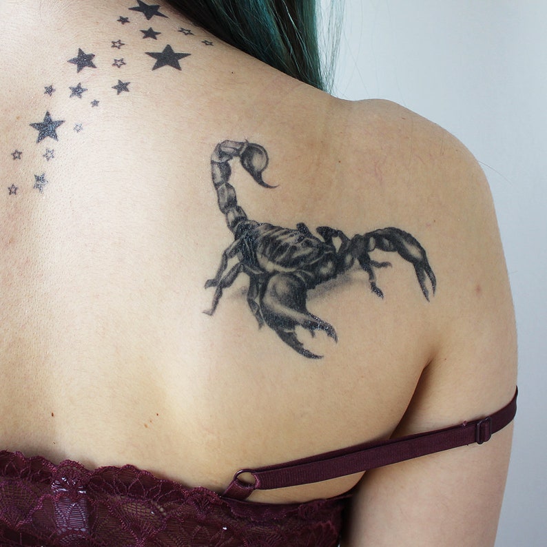 Scorpion Tattoo Realistic Temporary Tattoo / Manly Tattoo / Scorpio Temporary Tattoo / Arachnid Tattoo / Stinger Tattoo / TattooIcon image 1