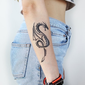 Stammes-Drache temporäres Tattoo / Stammes Tattoo / Schlange Tattoo / Smaug Tattoo / Drache Tattoo / Tribalismus / Tribal Tattoo / Stammes- Tattoo