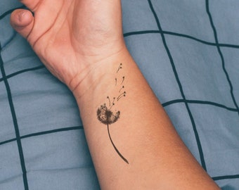 Dandelion - Dandelion Temporary Tattoo / Feminine Tattoo / Girly Tattoo / Pretty Tattoo / Flower Tattoo / Taraxacum Tattoo / Beautiful