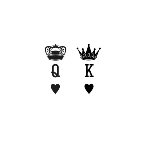 King and Queen Black Set - Temporary Tattoo / Tattoo for Couples / King and Queen Tattoo / King Temporary Tattoo / Queen Temporary Tattoo