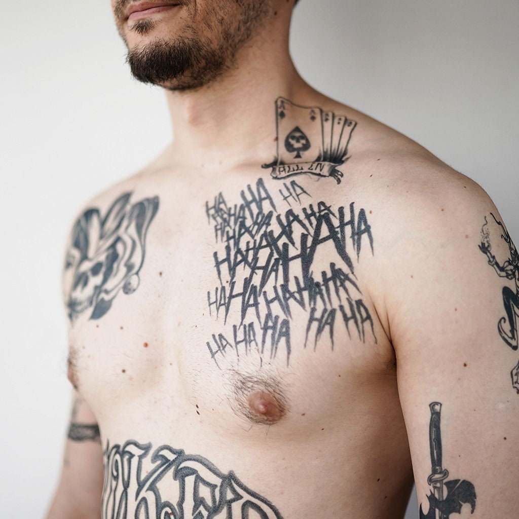 The Joker Tattoos Full Set Joker Temporary Tattoo Set Etsy