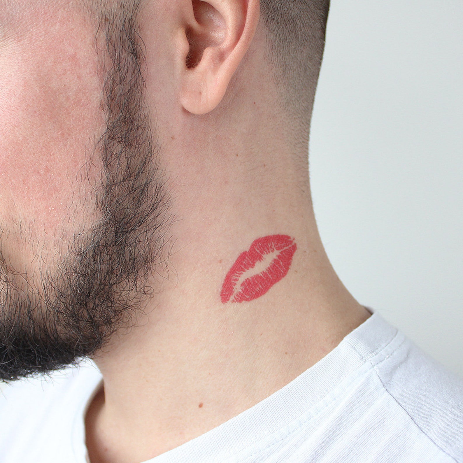 Lips Kiss Mark Set of 2 Temporary Tattoo / Realistic Etsy
