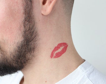 Lips Kiss Mark set of 2 Temporary Tattoo / Realistic - Etsy Lips Kiss Mark set of 2 Temporary Tattoo / Realistic - Etsy