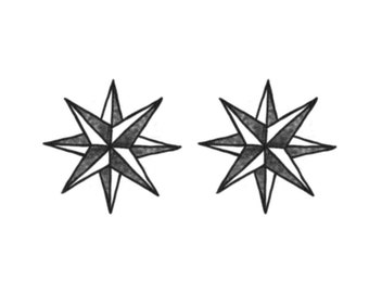Eight-Point Star Tattoo (Set of 2) - Russian Criminal Tattoo / Eight Point Star Temporary Tattoo / Russian Star Temporary Tattoo / Thief