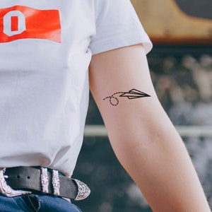 Paper Plane Tattoo (Set of 2) - Paper Plane Temporary Tattoo / Little Air Plane Tattoo / Small Paper Plane Tattoo / Paperplane Drawing