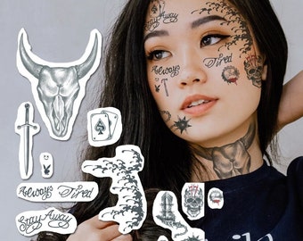 AGGIORNAMENTO 2024! Tatuaggi temporanei viso + collo Post Malone / tatuaggio Post Malone / costume di Halloween Post Malone / tatuaggio viso Post Malone