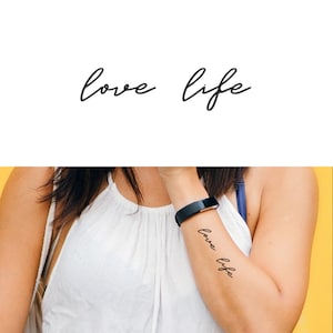 Love Life (Set of 2) - Love Life Quote Tattoo / Text Temporary Tattoo / Word Temporary Tattoo / Quote Temporary Tattoo / Inspirational
