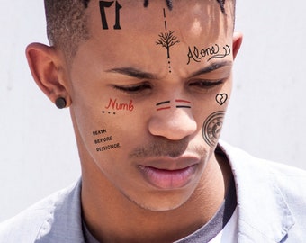 XXXTentacion Temporary Tattoos Set / XXXTentacion Face Tattoos / XXXTentacion Art / XXXTentacion Halloween Costume / XXXTentacion Cosplay