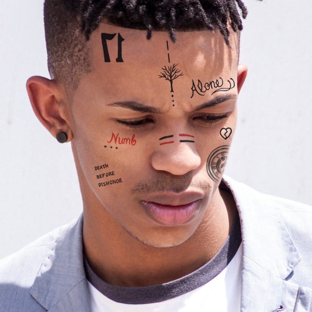 Xxxtentacion Temporary Tattoos Set Xxxtentacion Face XXXTentacion