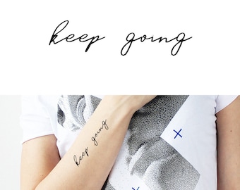 Keep Going (zestaw 2) - Keep Going tymczasowy tatuaż / Keep Going Tattoo / Script Tattoo / Word Tattoo / Text Tattoo / Inspirational Tattoo