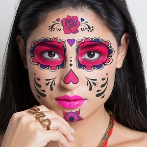 Sugar Skull Face Tattoo Set Day of the Dead Temporary - Etsy