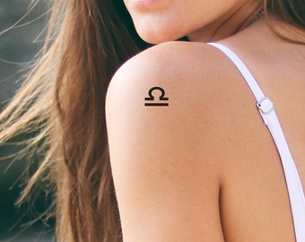 Libra Temporary Tattoo (Set of 4) - Libra Zodiac Tattoo / Libra Zodiac Sign Tattoo / Libra Symbol Tattoo / Libra Temporary Tattoo / Libra
