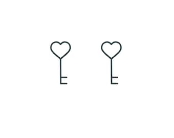 Love Key Tattoo (Set of 2) - Key Heart Minimalistic Tattoo / Matching Tattoos / Couples Tattoo / Minimal Heart and Lock Romantic Tattoos