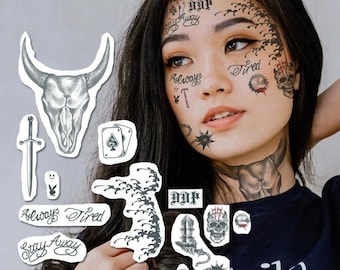 2025 UPDATE! Post M Temporary Tattoo Face + Neck Tattoos / Posty M Tattoo / Post Rapper Halloween Costume / Post Costume Face Tattoo
