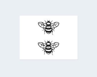 Bee Tattoo (Set of 2) - Bee Temporary Tattoo / Honeybee Temporary Tattoo / Insect Tattoo / Small Bee Tattoo / Nature Tattoo /Cute Bee Tattoo