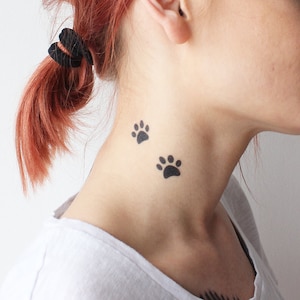 Patas de gato y gatito (juego de 16) - Tatuaje de patas de gato / Tatuaje temporal de patas de gato / Tatuaje de huellas de animales / Tatuaje temporal de gato lindo / Patas de gatito
