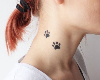Cat & Kitten Paws (Set of 16) - Cat Paws Tattoo / Cat Paws Temporary Tattoo / Animal Tracks Tattoo / Cute Cat Temporary Tattoo / Kitten Paws