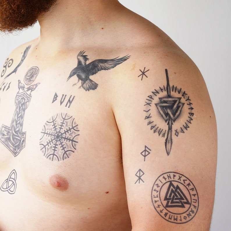 Viking Tattoo Set 1 Viking Tattoos / Viking Temporary Tattoo Etsy