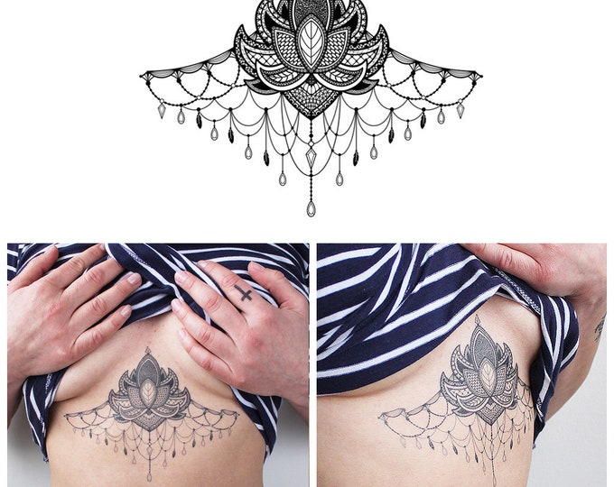 Тату между грудиной у девушек эскизы