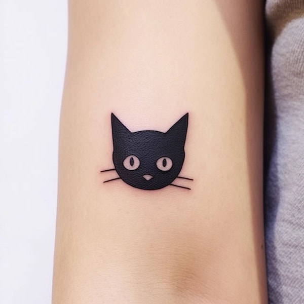 Le Chat Noir Tattoo - Weird Cat Temporary Tattoo / Black Cat Tattoo / Animal Temporary Tattoo / Cat Lover Tattoo / Black Cat Face Tattoo