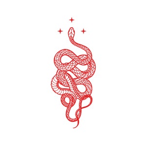Red Snake Tattoo - Snake Temporary Tattoo / Red Serpent Temporary Tattoo / Red Snake Temporary Tattoo / Boho Snake / Red Tattoo / Snake
