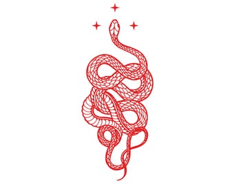 Red Snake Tattoo - Snake Temporary Tattoo / Red Serpent Temporary Tattoo / Red Snake Temporary Tattoo / Boho Snake / Red Tattoo / Snake