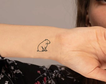 Capybara minimaliste (lot de 2) - tatouages temporaires de Capybara / joli tatouage de Capybara / tatouage animal / tatouage minimaliste / Capybara minimal