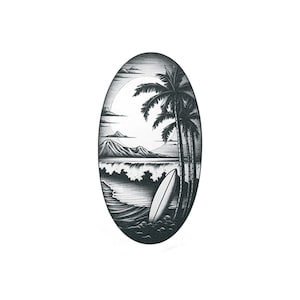 Surfers Dream - Surfing Temporary Tattoo / Surfer Tattoo / Waves Temporary Tattoo / Surfing Tattoo / Palm Trees Tattoo / Gift for Surfers