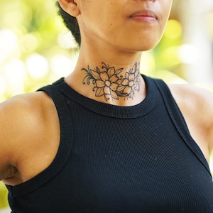 Ornament Flowers Tattoo - Flowers Temporary Tattoo / Woman Temporary Tattoo / Floral Tattoo