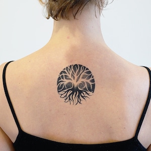 Viking Tree - Tree Temporary Tattoo / Tree of Life Tattoo / Negative Space Tattoo / Negative Space Tree / Circular Tattoo /Realistic Tattoo