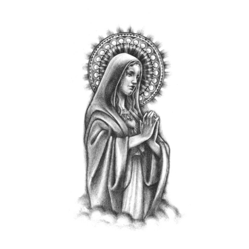 Virgin Mary Virgin Mary Temporary Tattoo / Mother of God Tattoo / Mary Mother of Jesus Tattoo / Religious Tattoo / Mary of Nazareth Tattoo image 3