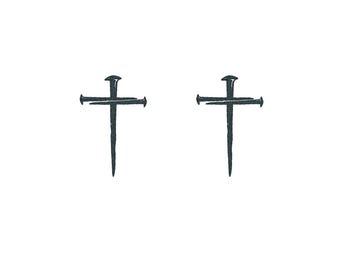 Nail Cross Tattoo (Set of 2) - Small Nail Cross Temporary Tattoo / Religious Tattoo / Religion Cross Tattoo / Christian Tattoo Nail