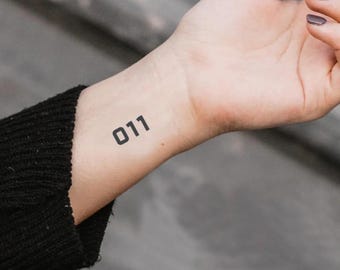Eleven Temporary Tattoo (Set of 2) - Elven 011 Tattoo / Eleven Arm Mark Tattoo / Eleven Cosplay Costume / Halloween Costume / Small Number