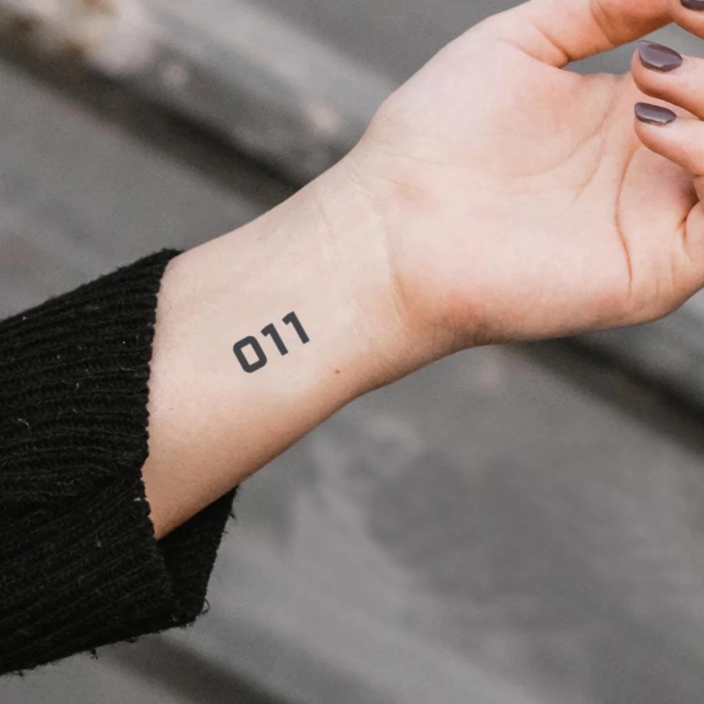 Eleven Temporary Tattoo (Set of 2) - Elven 011 Tattoo / Eleven Arm 