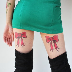 Red Bow Tie Tattoo (Set of 2) - Bow Tie Temporary Tattoo / Bow Tie Thigh Tattoo / Sexy Bow Tie Tattoo /Bow Tie Back Thigh Tattoo/Sexy Tattoo