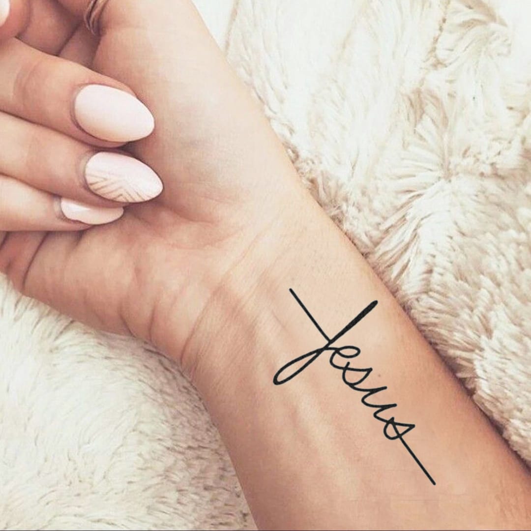 Jesus Script set of 2 Jesus Word Tattoo / Religious Tattoo - Etsy Australia Jesus Script set of 2 Jesus Word Tattoo / Religious Tattoo - Etsy Australia