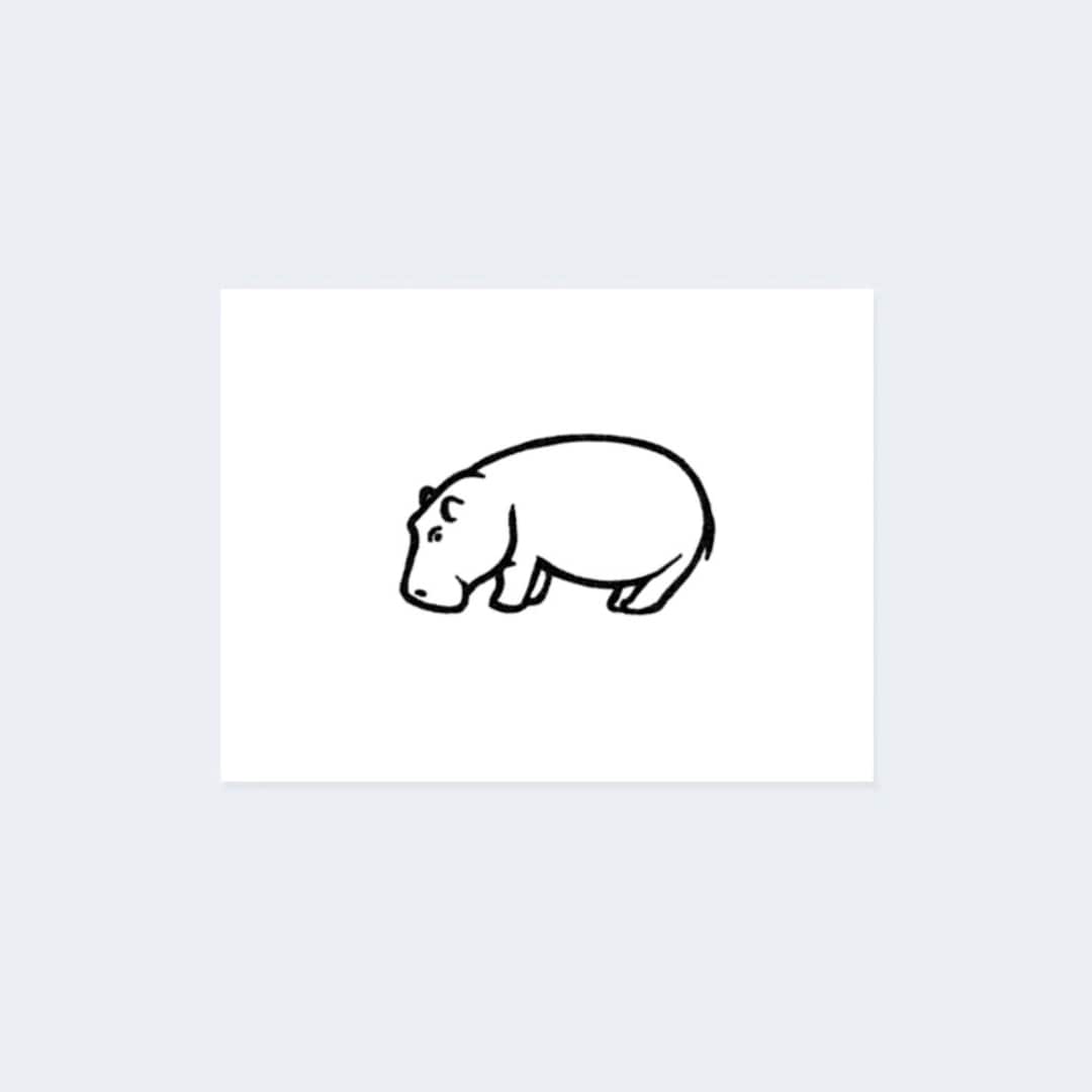Minimalist Hippo set of 2 Hippo Temporary Tattoo / Hippopotamus Tattoo