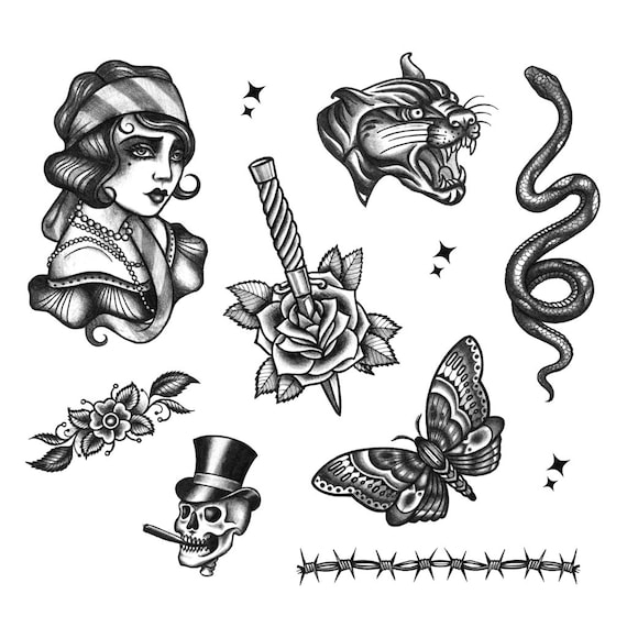 Ladies Blackwork Set Temporary Tattoos / Blackwork Tattoo - Etsy Ladies Blackwork Set Temporary Tattoos / Blackwork Tattoo - Etsy