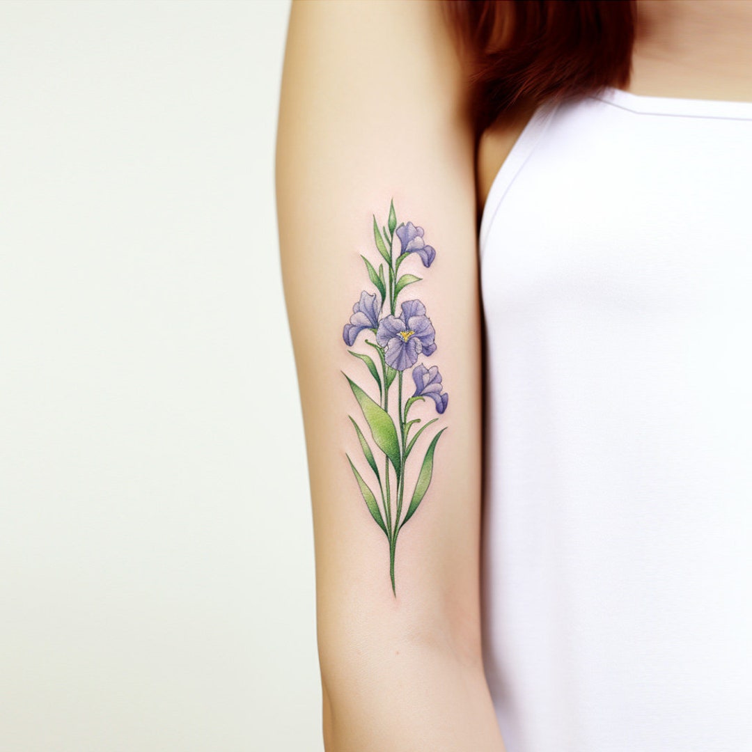 Iris Tattoo set of 2 Iris Flower Temporary Tattoo / Purple Flower Tattoo /  Iris Temporary Tattoo / Floral Tattoo / Tattoo for Women - Etsy