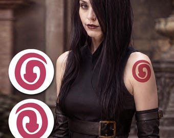 Coiled Snake (Set of 2) - Red Snake Temporary Tattoo / Shoulder Snake Tattoo Jun / Anime Cosplay Costume Halloween Temporary Tattoo