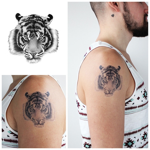 Tatuaggi Temporanei Per Il Viso A Forma Di Tigre - Adesivi Per Halloween, Carnevale E Feste (17x17 Cm)