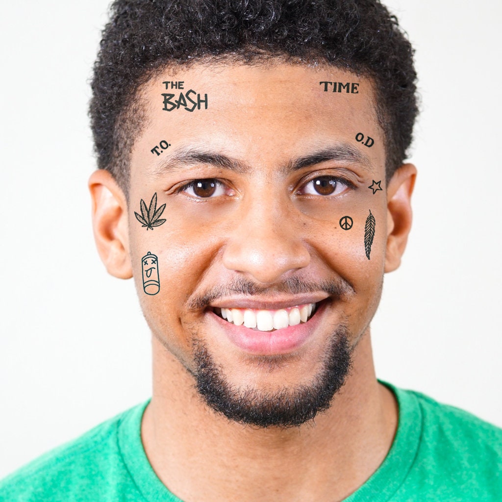 Wiz Khalifa Temporary Tattoos - Wiz Khalifa Face Tattoos / Wiz Khalifa  Halloween Costume / Wiz Khalifa Temporary Tattoo / Wiz Khalifa Tattoo - Etsy, image size:1024x1024