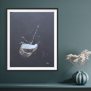 OLIE ZWART-WIT potloodtekening, Coconut Original Artwork Hand Painted Art - Potloodtekening met Polychromos-potlood